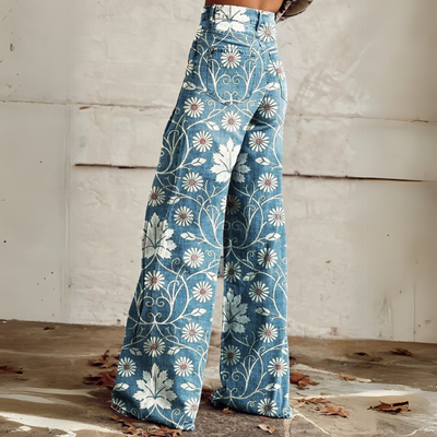 Anna – Kwieciste Retro Jeansy na Wiosnę z Charakterem
